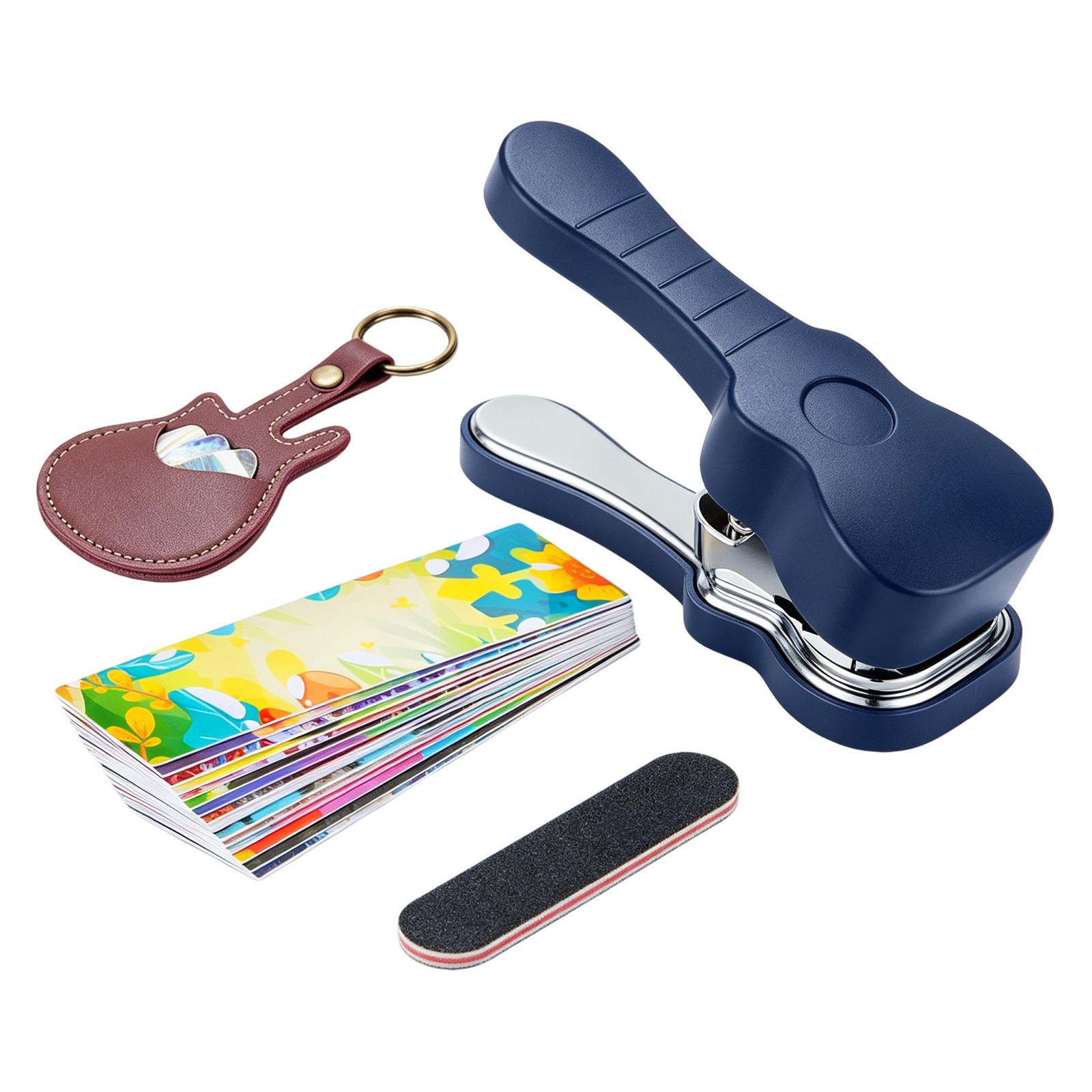 

Guitar Pick Punch Tool Kit with Keychain Holder and Sanding File Includes Multiple Pick Blanks for Custom Guitar Pick Making One Size