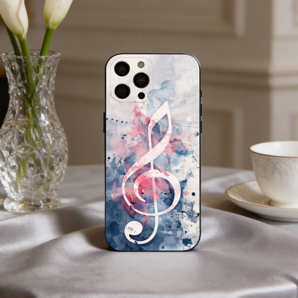 M-Music Art T-Treble Clef Phone Case For iPhone 17,16,15,14,13,12,11 Plus,Pro Max,XS,Soft Silicone Black Cover