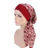 Women's Muslim Hijab Cancer Chemo Caps Flower Print Turban Cap Hair Loss Headscarf Elastic Cotton muslim Hijab Scarf Headwear