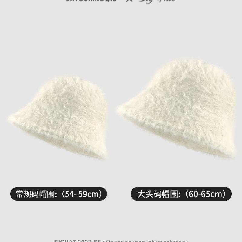 Face rabbit fur hat women's autumn and winter warm bucket hat new versatile basin hat plush bucket hat