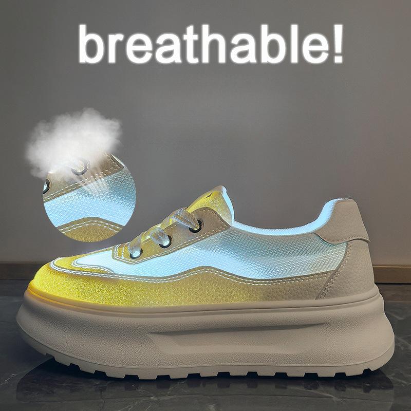 New Summer White Shoes for Female Students Breathable Thick Sole Height-enhancing Casual Street Clapper Shoes