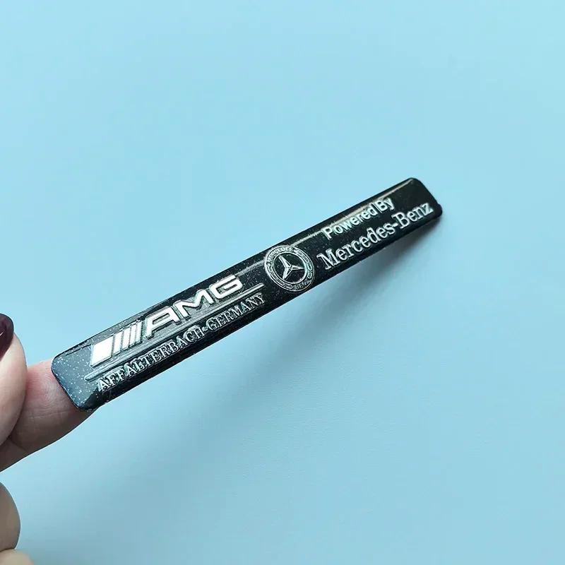10.7cm Long Beam Thin Aluminium Label Sticker Car Emblem for Mercedes Benz Maybach AMG Star Wheat B Badge Logo Black Silver