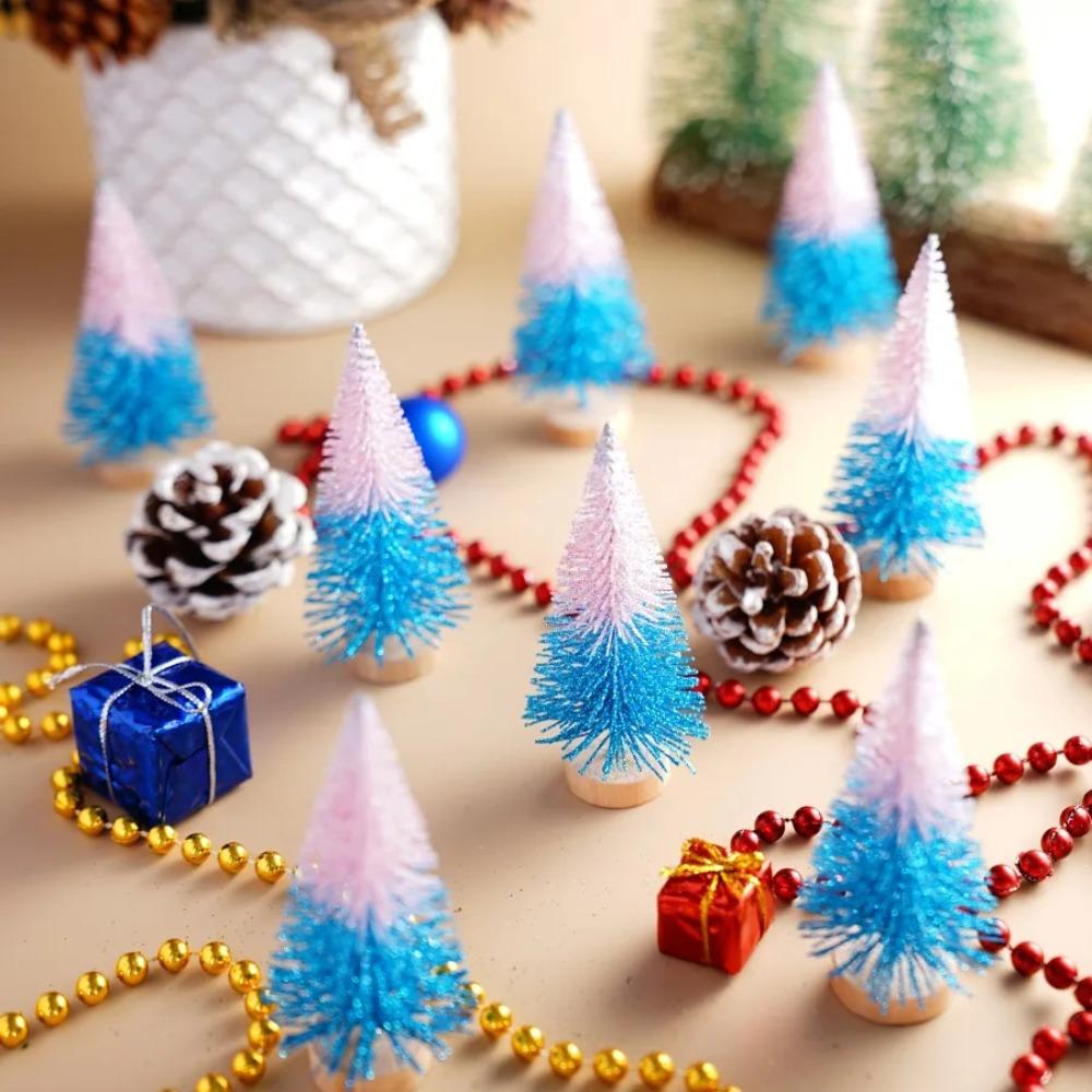 4pcs Plastic Mini Christmas Tree Gradient Artificial Xmas Pine Tree  Party Favors