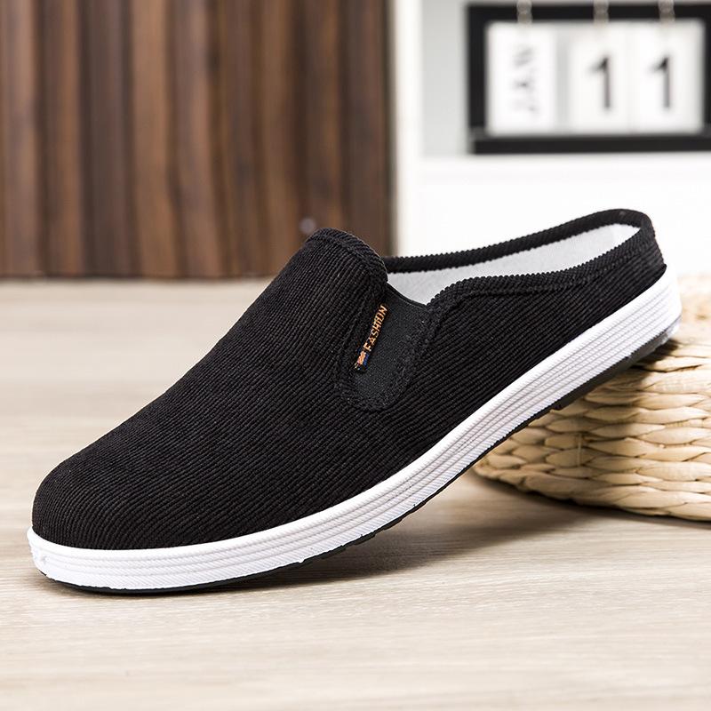 

Baotou half slippers men s summer new wear versatile canvas casual shoes without heel and one pedal lazy shoes 38 чорний