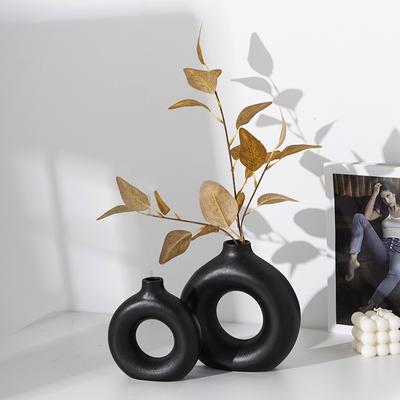 Creative Donut Shaped Plastic Vase New Chinese Style Circular Hollow Vase Flower Arrangment Accessories Living Desktop Decor