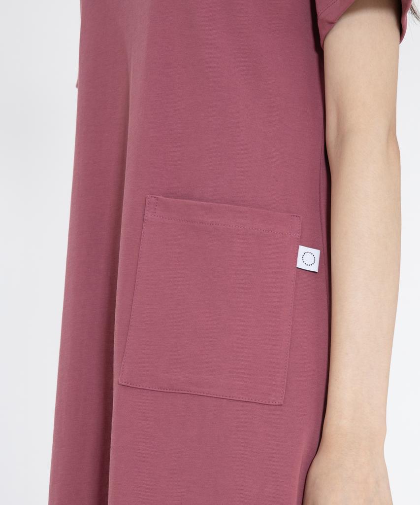 RAW TO RAW Wrd023 Fine Cotton Pocket Dress (Redbean)