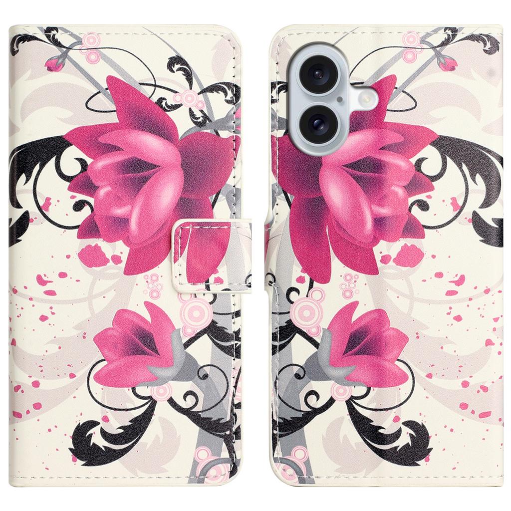 For iPhone 16 Plus Wallet Case Pattern Print PU Leather Flip Phone Cover