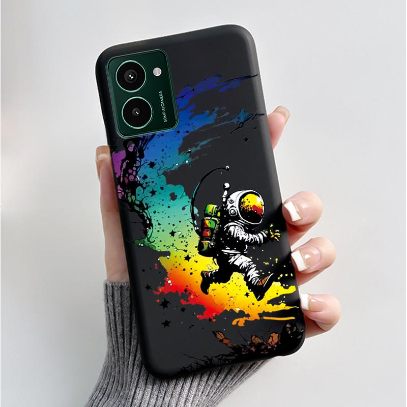 Custodia per Telefono Stampata Per Nokia HMD Pulse PRO/HMD Pulse/HMD Pulse+ Cover Guscio Nero in Morbido Silicone Custodia Carina con Fiore Cartone Animato