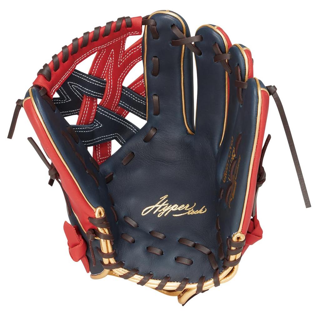 Rawlings HYPER TECH COLOR SYNC Soft Baseball Throw Glove, All-Around, GR6HTCN65, Navy/Scarlet, 11.75 inches, Left-Handed