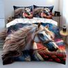 3Pcs White Horse With Rose Field Duvet Cover Set With 3D Printing Design Soft Polyester Bedding Set All-Season Comfort
