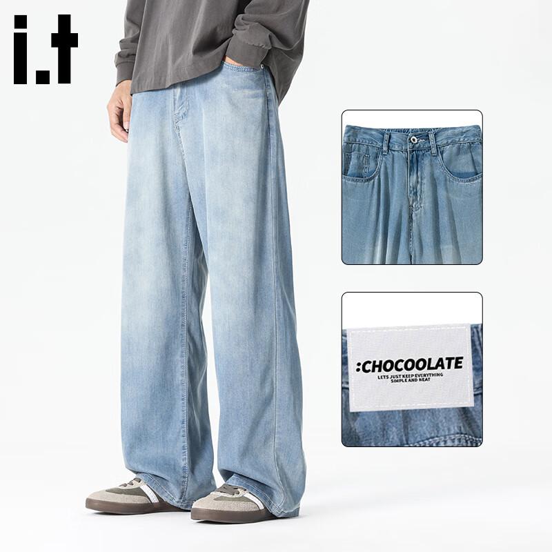Men s Tencel Lyocell Loose Straight Wide-Leg Jeans L