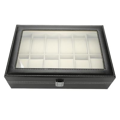12 přihrádek PU kůže Pouzdro na hodinky Úložný box Organizér Krabička na vystavení hodinek a šperků