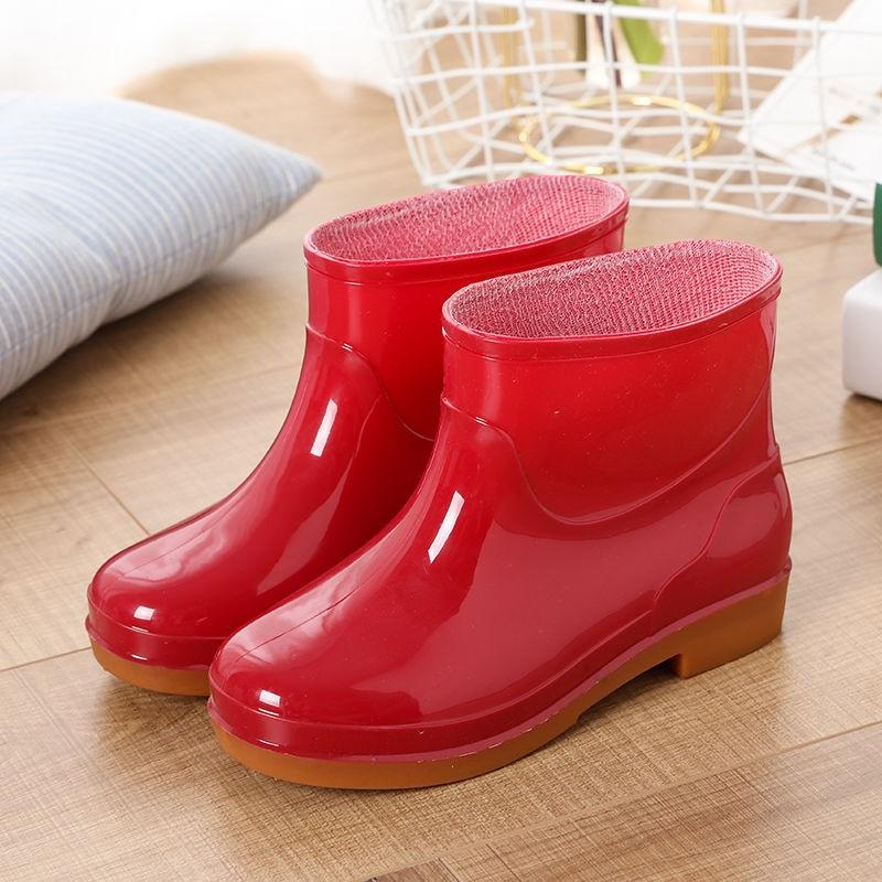 Stivali da Pioggia Corti Impermeabili Antiscivolo Moda Donna Scarpe di Gomma per Lavoro in Cucina