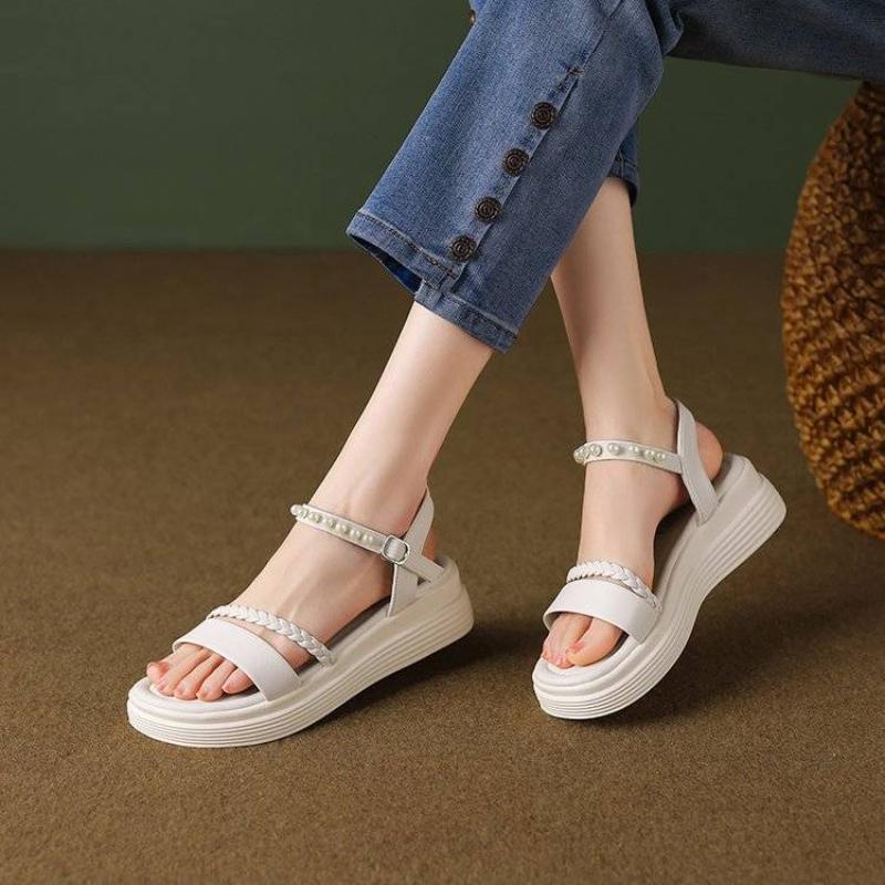 Sandals for Women Open Toe Platform Pearl Woman Shoes Daily Shoe Sales The Best Casual Sandal 2025 Luxury Low Price Designer Vip