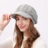 New Autumn and Winter Women's Velvet and Thickened Wool Cable Knit Cap  Fashionable Warm and Cold Proof Beret Knitted Hat