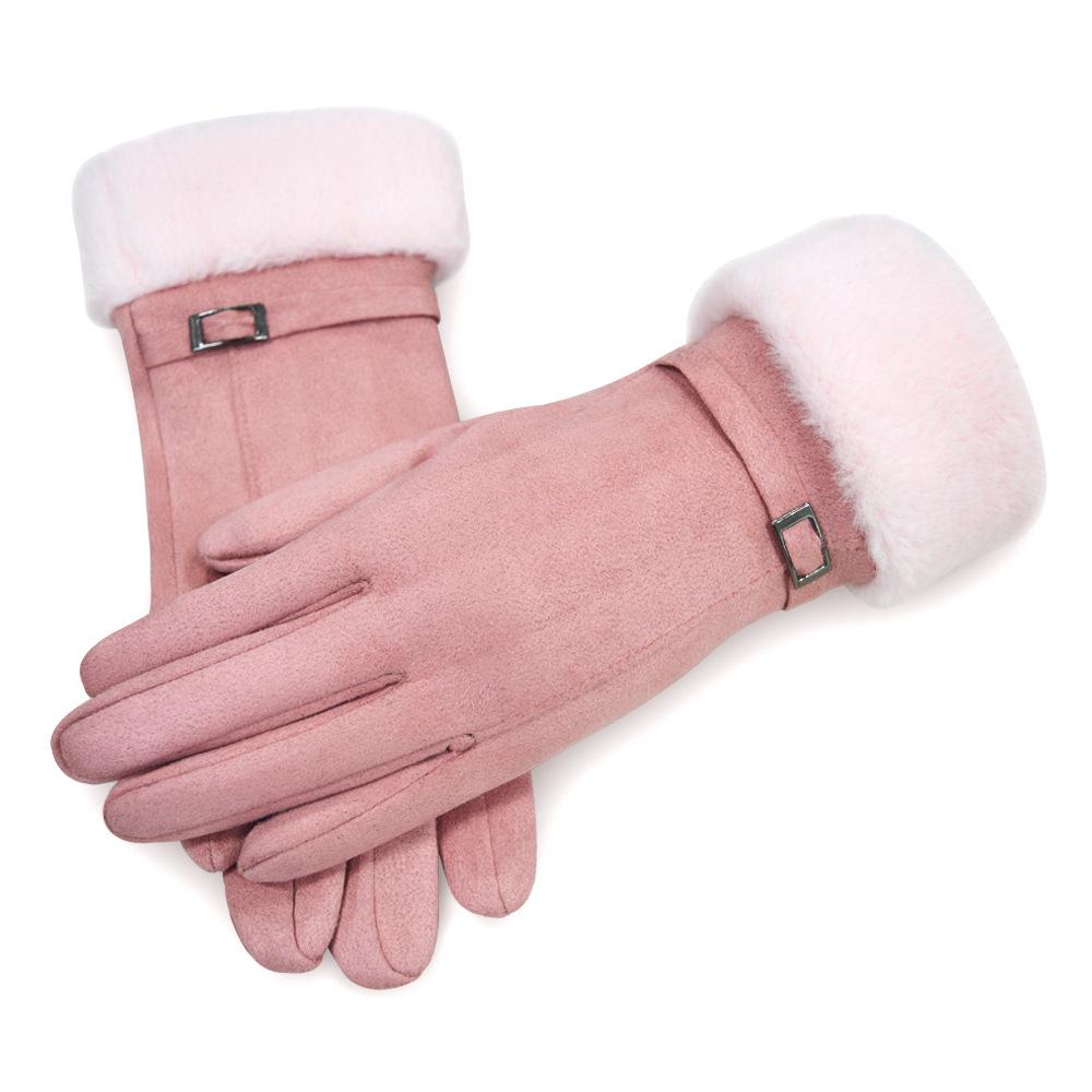 Women's Winter Warm Fleece-Lined Gloves: Thick, Fashionable, Touchscreen, Windproof, Cold-Resistant for Autumn/Winter Driving & Cycling