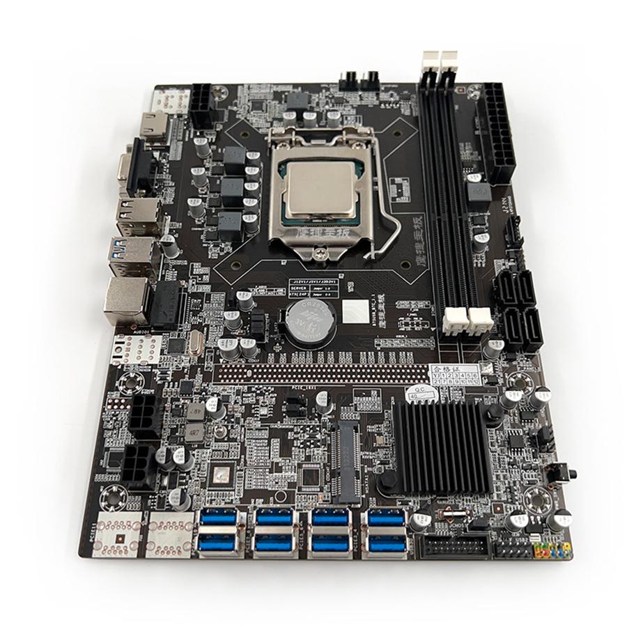 BTC B75 Mining Motherboard LGA1155 8*PCIE To USB3.0 Supports 8 GPU Graphics Card DDR3 DIMM RAM ETH Bitcoin Ethereum Miner Rig