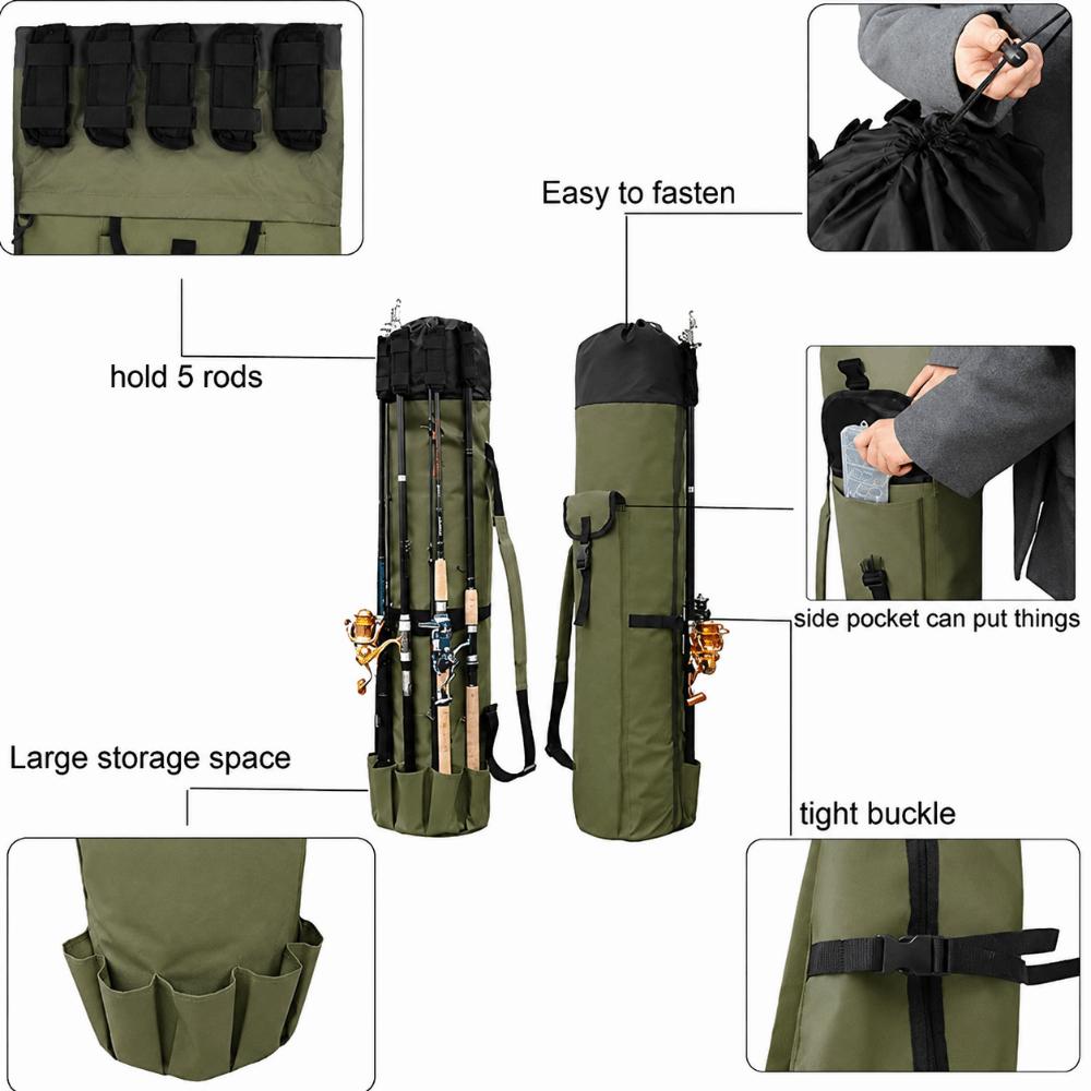 Foldable Fishing Pole Bag Large Capacity Fishing Rod Case Durable Fishing Rod Bag  Fishing Trip
