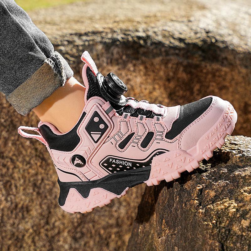 נעלי ספורט לילדים סתיו 2026 עם אבזם מסתובב - עור עמיד בפני החלקה ושחיקה להליכה וריצה