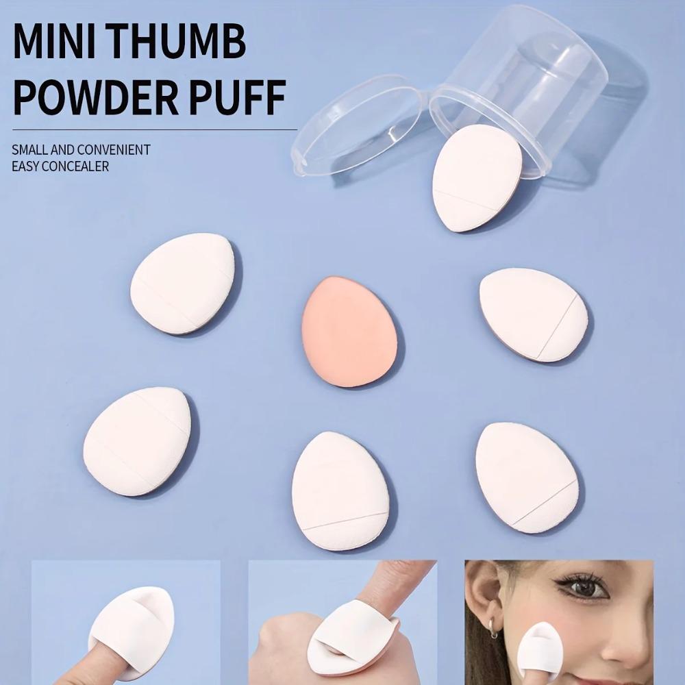 7Pcs Mini Finger Puff Multi Color Makeup Sponge Flawless Finish for Foundation Concealer Blush Easy Clean Compact Makeup Tools