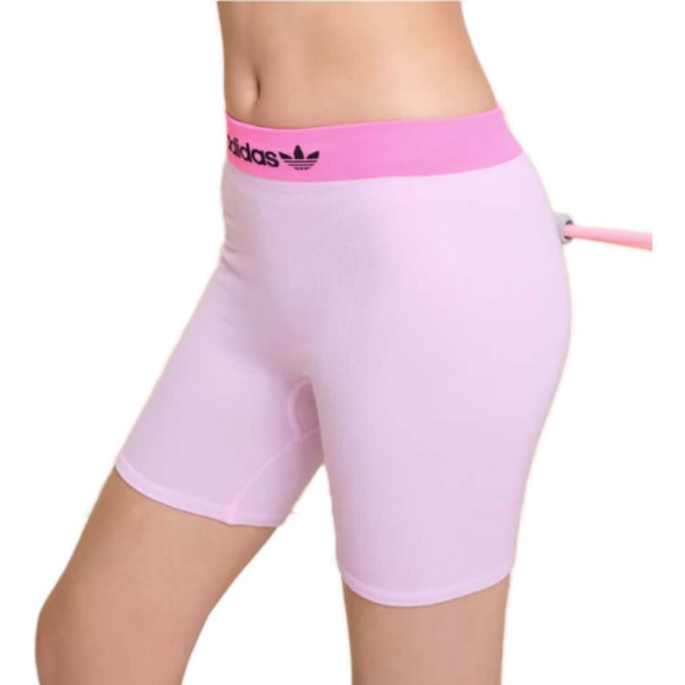 adidas Letter Ribbed Antibacterial Mid-Rise Boxer Shorts Women Shorts Orchid-Purple 4A2H42-536