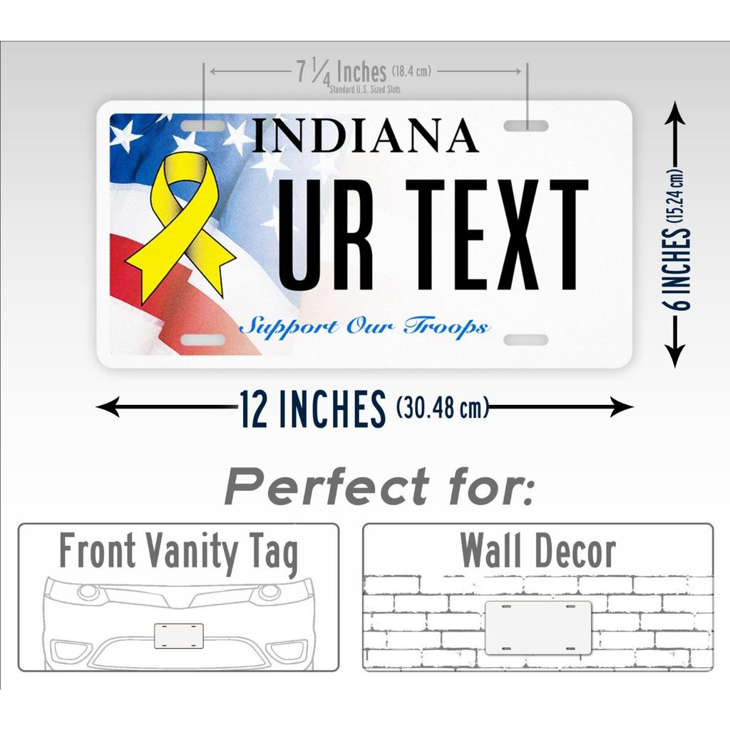 Personalized Indiana Auto Tag Decorative Metal Tin Sign