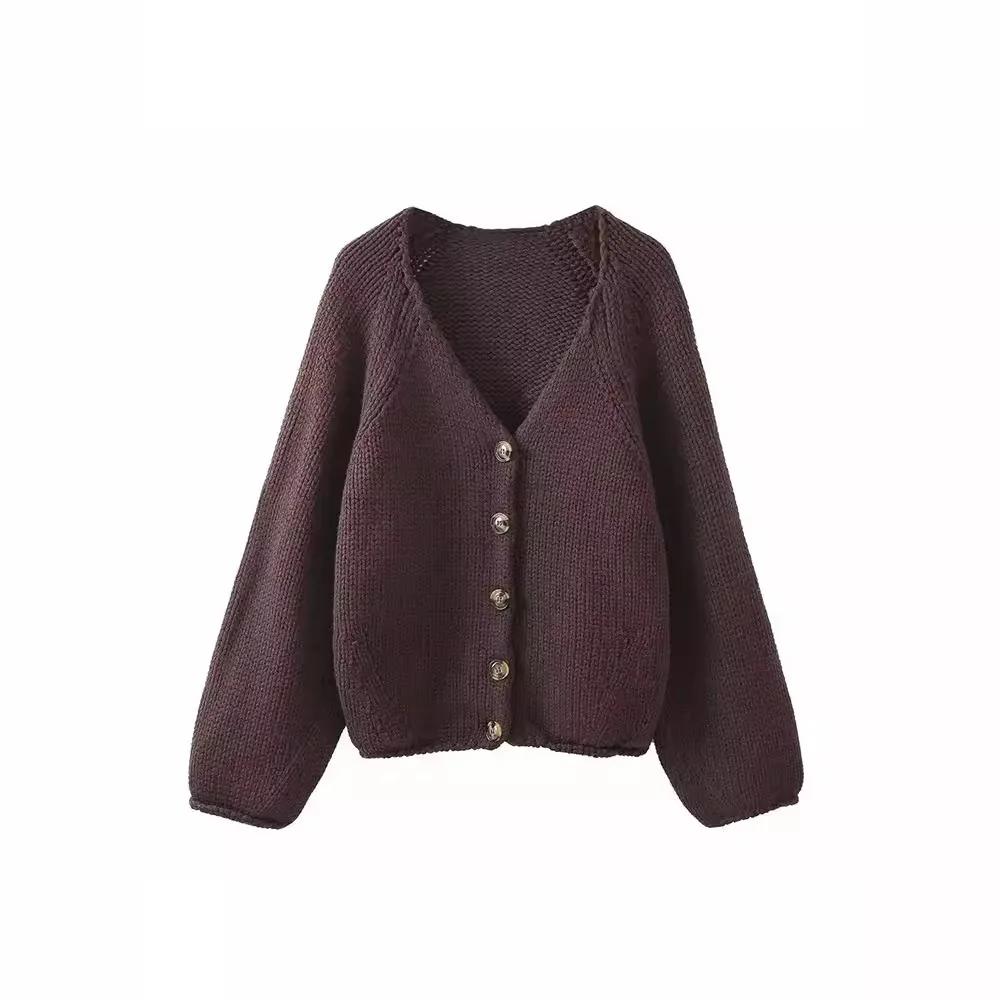 

Осень/Зима Модный Повседневный Женский Кардиган Горячий Стиль Блоггер Свитер Женский Вязаный Кардиган Без Воротника Куртка L бордовый