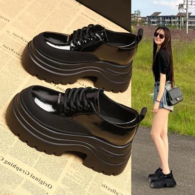 2024 Spring and Autumn New Internal Increase Thick Sole Muffin Small Leather Shoes for Women Every Single Shoe Loafers