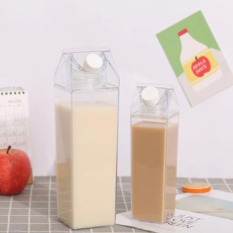 Double Capacity Square Milk Cup 500ML 1000ML Clear Construction Ergonomic Grip Spill Resistant Designs