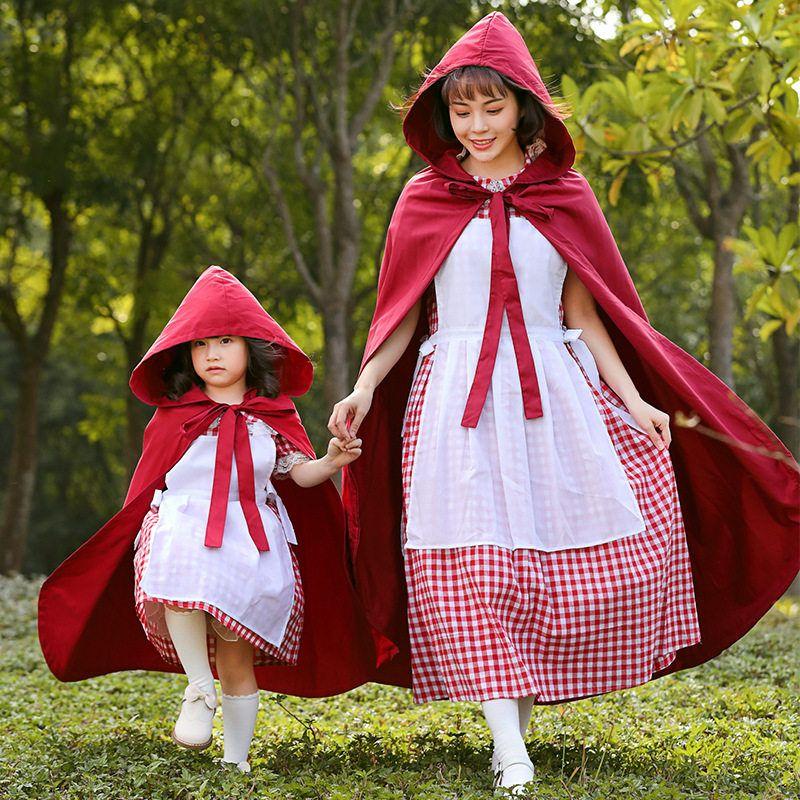 2021 New Fairy Tale Little Red Riding Hood Costume Halloween Costume Drama Stage Performance Family Outfit