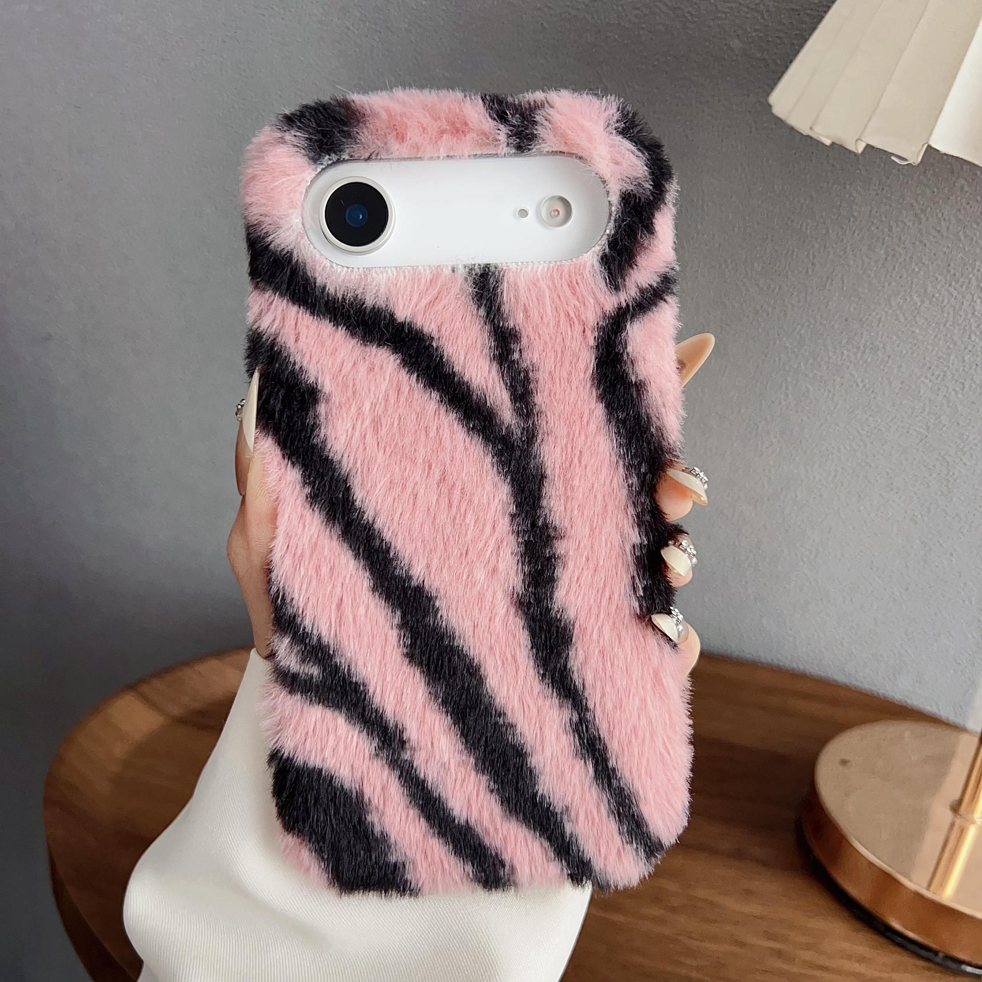 

For iPhone Air Case Zebra Pattern Soft Plush TPU Phone Cover