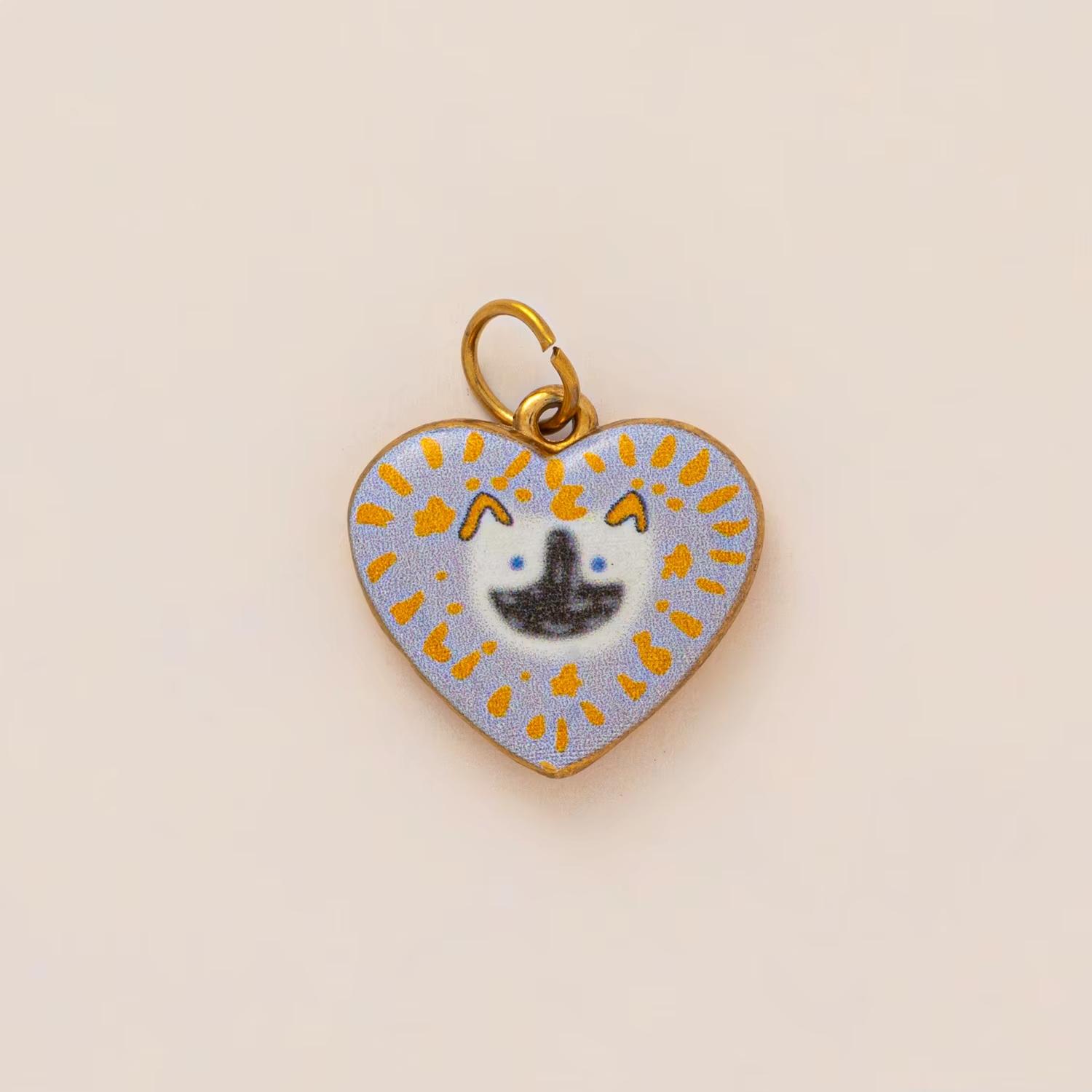 Fashionable and simple geometric heart-shaped circular pendant DIY drip oil painting color gold-plated color preservation