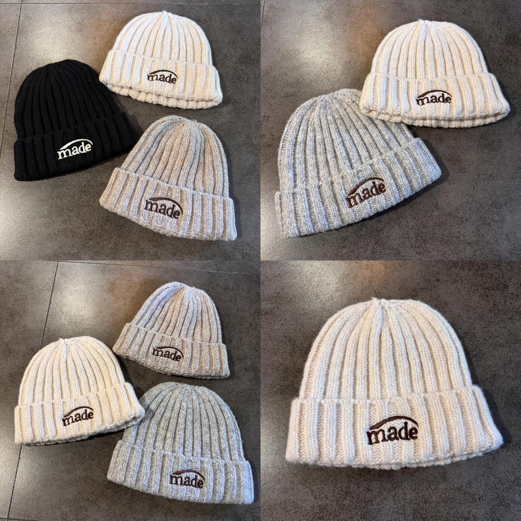 Knitted Letter Embroidered Beanie Hat For Winter Warmth Unisex Fashion Accessory