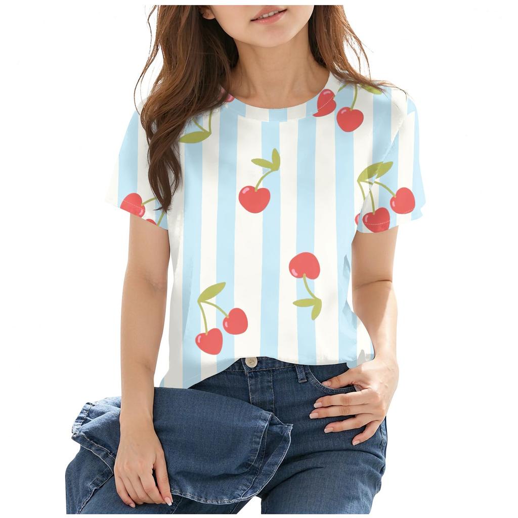 Children's Casual Short-sleeved Printed Round Neck Fashionable T-shirt Top