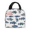 Blue School Of Fish Cartoon Insulated Lunch Bag for Women Children Portable Food Boxes Thermal Lunch Box Tote