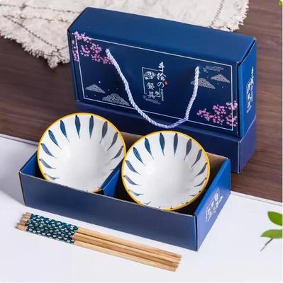 Blue and White Porcelain Bowl and Chopstick Set