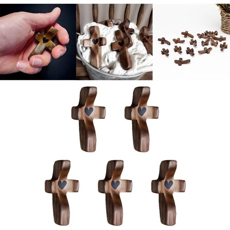 Handcrafted Wooden Cross My Heart, Wooden Cross Fidget, Wood Pocket Cross, Pocket Crosses In Bulk, Handheld Wooden Cross, Stress Relief Pocket Cross