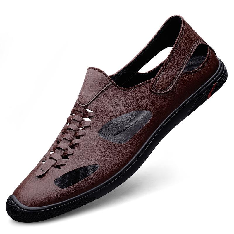 Men s Soft Leather Breathable Slip-On Sandals 40