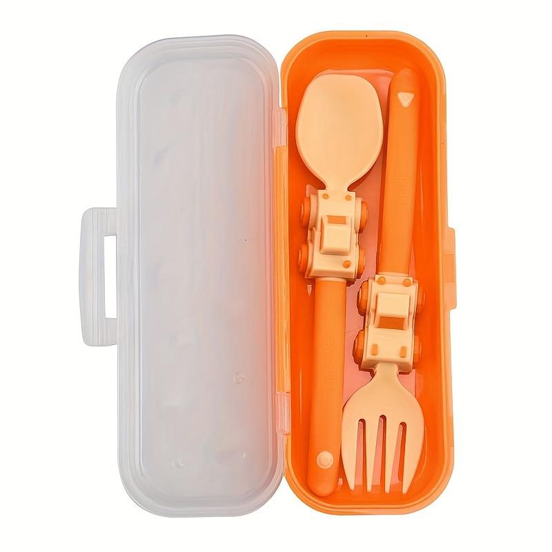 Youngsters's Simple and Cute Cartoon Sports Car Fork and Spoon Youngsters Youngsters's Fork and Spoon Fruit Independent Eating Cartoon Tableware