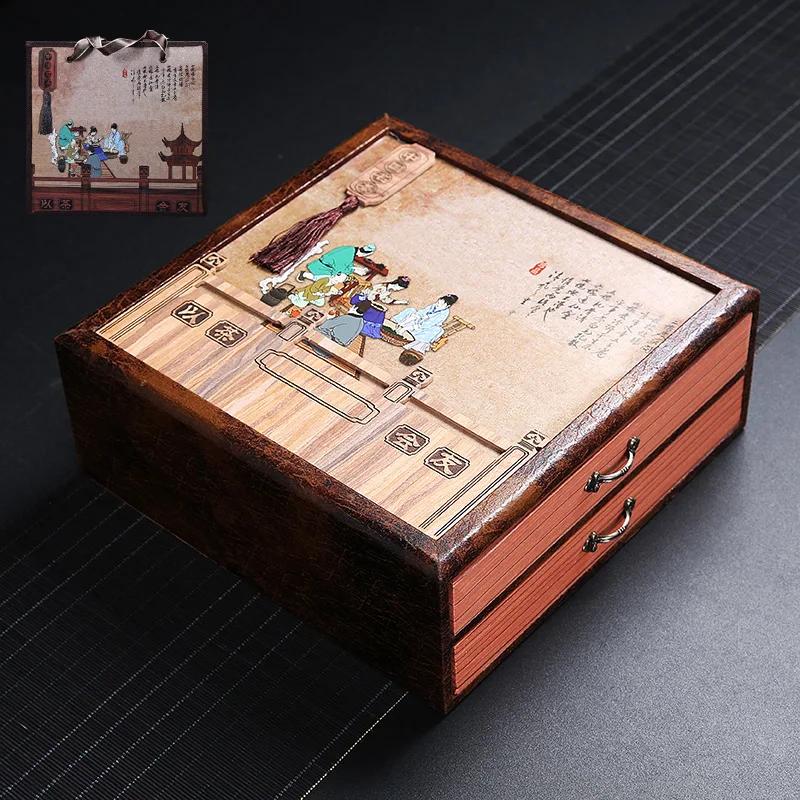 Full Bamboo Tea Box Puerh Tea Cake Box Simple Storage Organizer Multi-layer Tea Leaf Boxes Home Gift