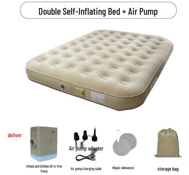 

Надувний матрац для підлоги для кемпінгу та дому - Двоспальний/Односпальний розмір, Складне надувне ліжко 200x150x25cm