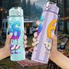 1PC 66 67 Drip Graffiti Number Print 750ml Color Plastic Sports Water Bottle Leakproof Flip Straw Lid Suitable for Sports Office Home Use