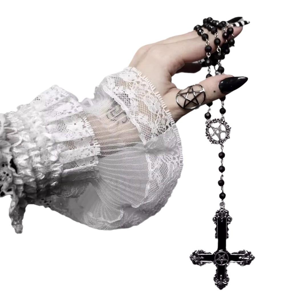 Stylish Cross And Star Pendant Necklace With Electroplated Alloy For Casual Fashion