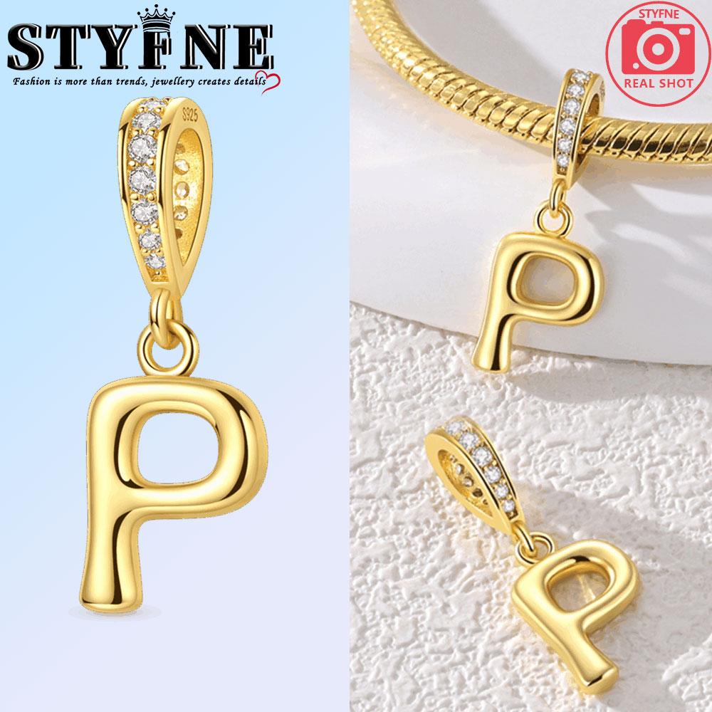 Fit Original Bangle Bracelet Diy A-Z Alphabet Charms Bead Copper Zircon Love Letter Dangle Pendant Jewelry Gift