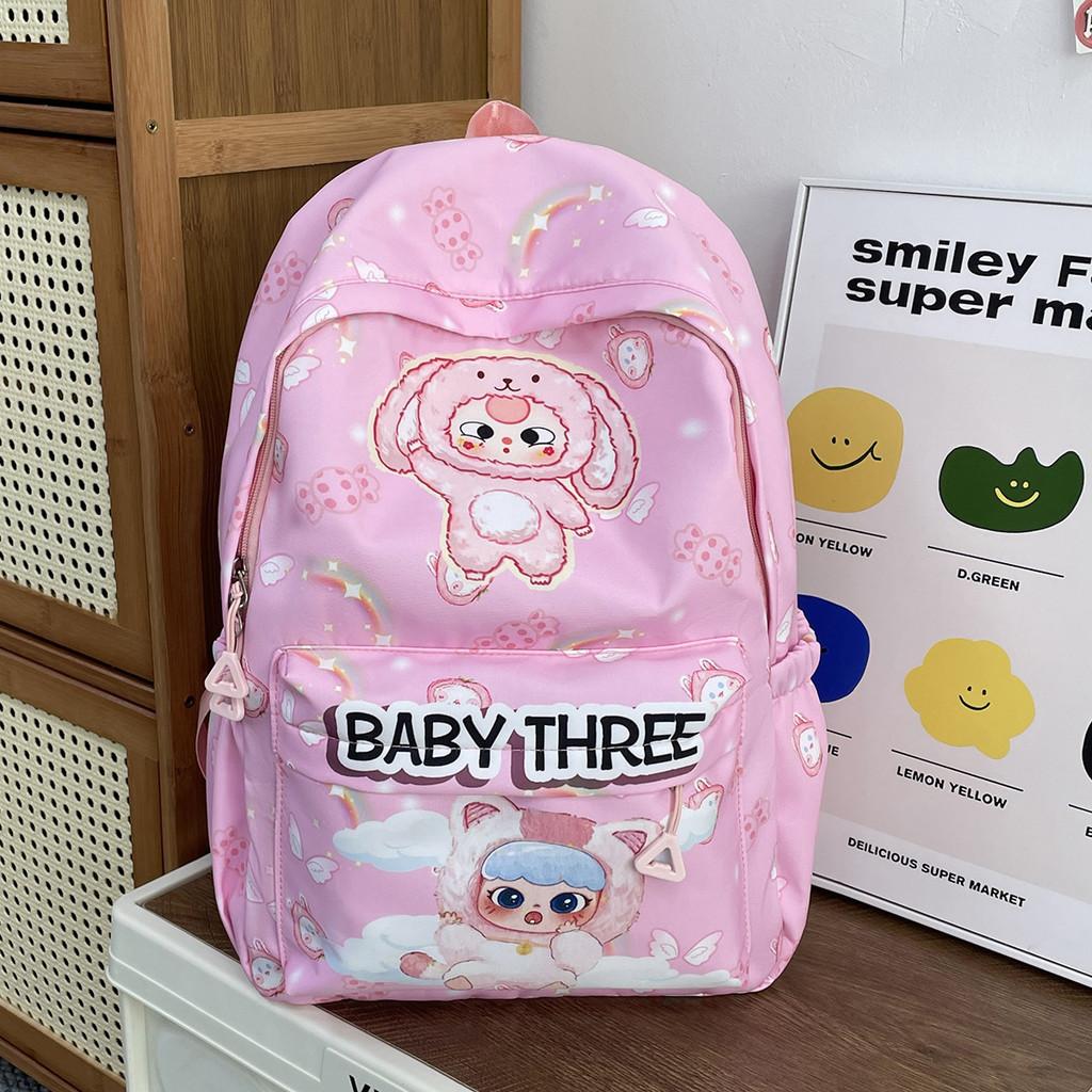 Designed Minimally Backpack With Baby Three Doll Print Designs For Daily Kids
