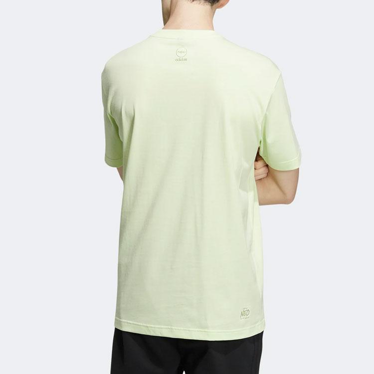 Adidas Neo Cartoon Logo Print Sports Loose Short Sleeve T-Shirt Men Tops Acid-Green HC9662