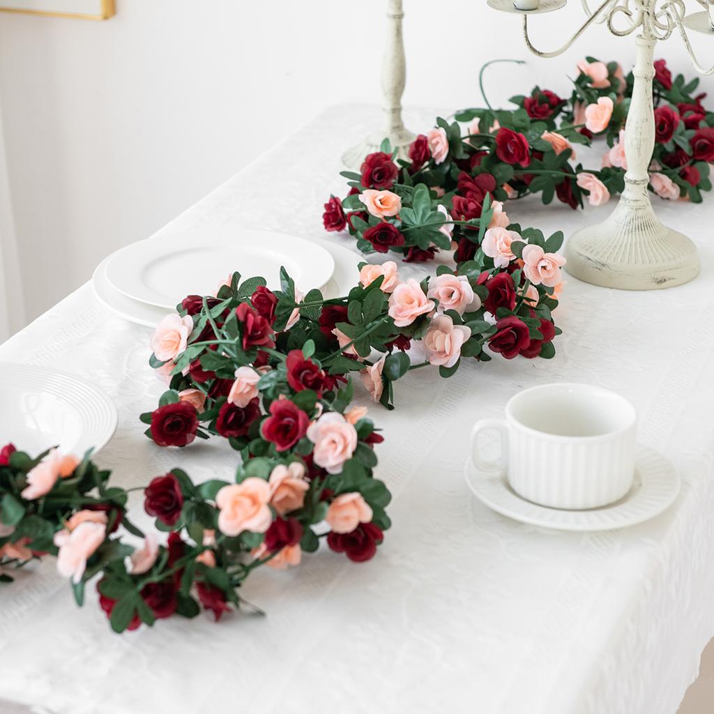 2PCS Rose Artificial Flowers Christmas Garland for Wedding Home Room Decoration Spring Autumn Garden Arch DIY Fake Plant Vine