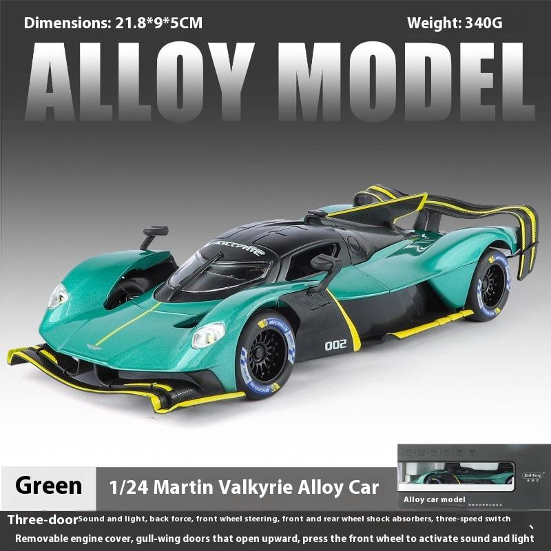 1/24 Scale Diecast Model of Aston Martin Valkyrie Alloy Sports Car Toy with Sound and Light Children Boy Birthday Gift Home Decor