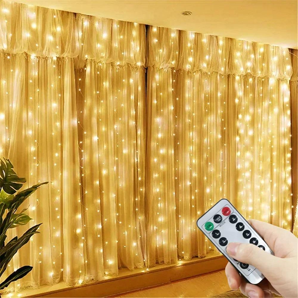 Xiaomi Christmas USB Curtain String Fairy Lights 8 Mode 6/3M LED Garland Remote For Party Garden Home Wedding Decoration New Year 2025