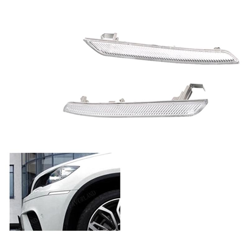 WF-Left Right 1 Pair Clear White Side Marker Reflector Replacement Parts 63147187087 63147187088 For BMW X5 X6 E70 E71 2008- 201